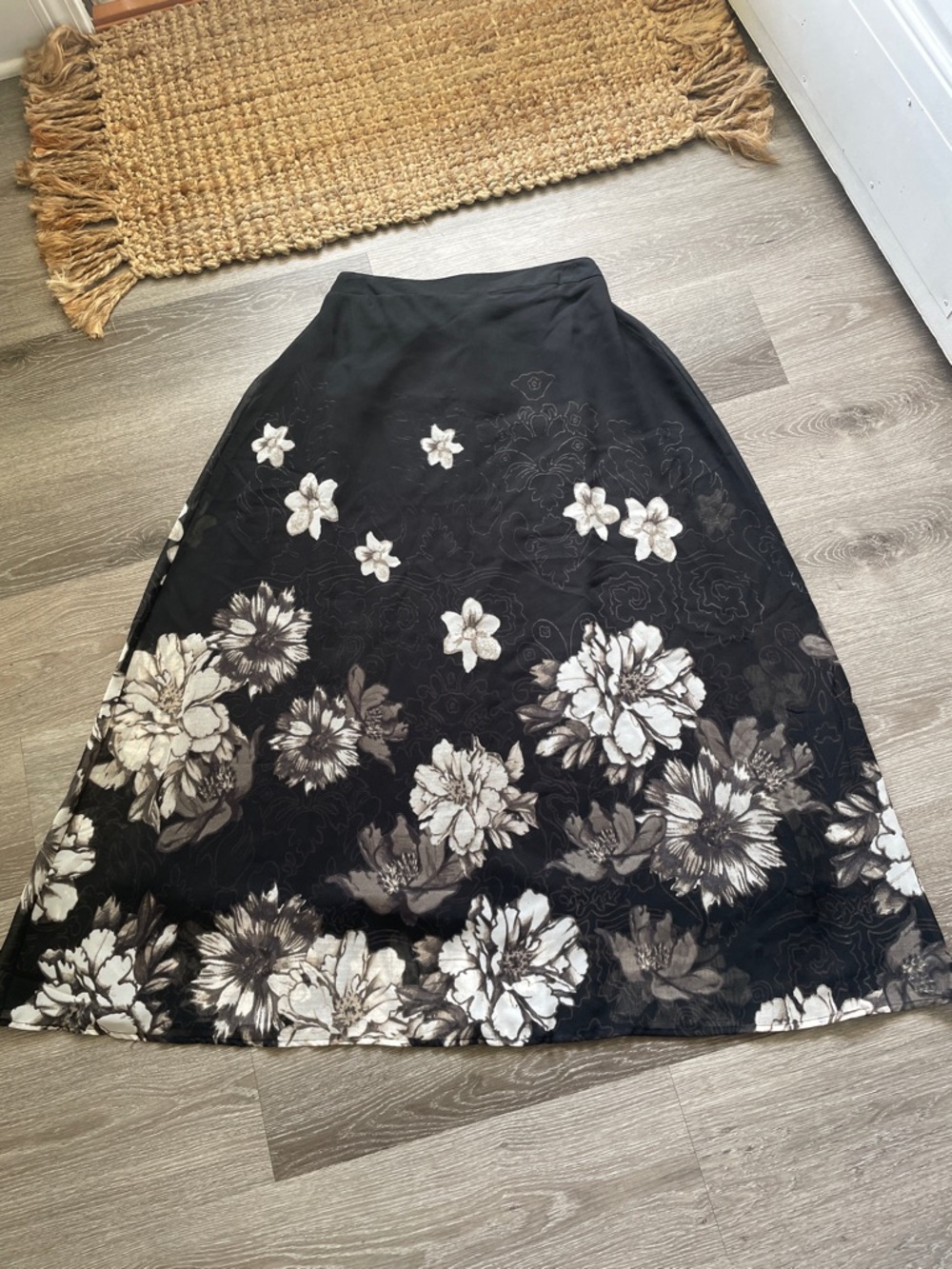 Black Floral A-Line Women's Skirt